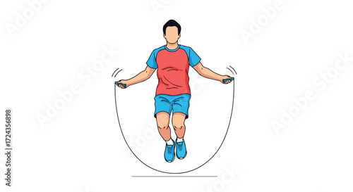 Athlete performing a jump rope workout for a fitness routine at home, maintaining physical shape and building stamina through cardio training and