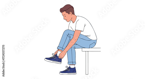 Person getting ready for a daily routine, tying shoelaces with meticulous preparation, ensuring comfort, embracing style, and showcasing