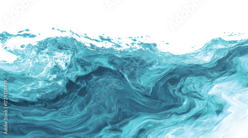 Abstract swirling ocean waves in shades of blue and white