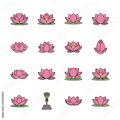 Pink lotus flowers blooming gracefully in a serene pond, symbolizing purity and enlightenment in a peaceful and spiritual ambiance.