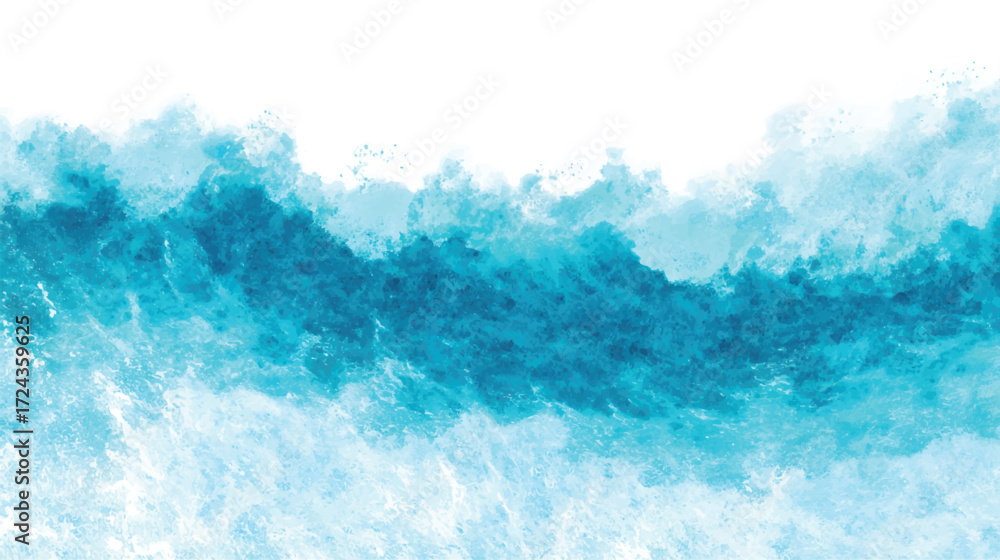 Fototapeta premium A serene abstract watercolor painting depicting ocean waves in shades of blue and white