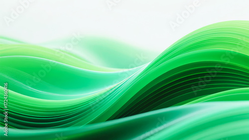 Abstract green wave pattern with smooth flowing layers and gradient shading