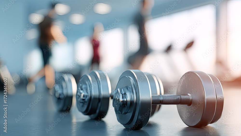 Fototapeta premium Metal dumbbells in a gym