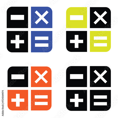 Math Vector Icon Set – Flat Design Symbols for Education and Calculation 