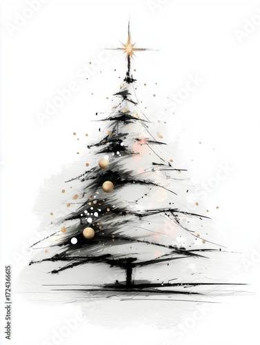 abstract christmas tree with stars