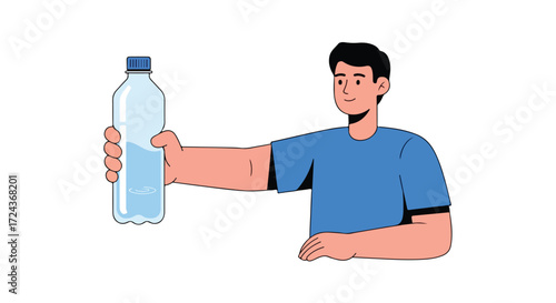 Hydration advocate: A person holds up a water bottle demonstrating the importance of staying hydrated and making healthy choices during daily