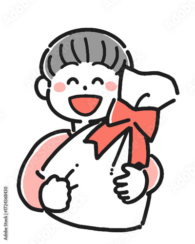 プレゼントを持った男の子のイラスト	
