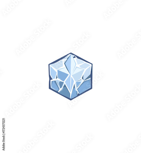 Broken ice cube isolated