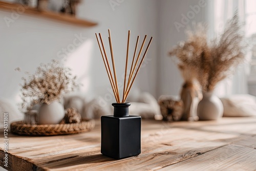 Aromatic diffuser on a wooden table