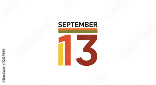 Stylized September 13th Date Graphic with Warm Autumnal Palette and Bold Numerical Representation for Digital Calendar Application or Social Media