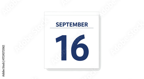 September Sixteenth Depicted on a Tear-Off Calendar Page with a Clean White Background Displaying Important Dates