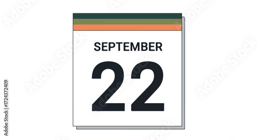 Simple graphical depiction of a calendar page showing the date September 22nd for any design project regarding events or reminders on a specific date