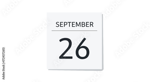 Calendar sheet displaying September 26th as a reminder for event scheduling and planning date arrangements