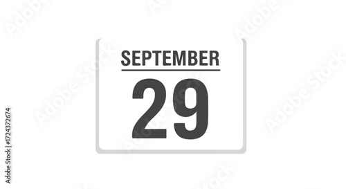 September 29th Calendar Representation Isolated on White Background Emphasizing a Significant Date or Scheduled Appointment Illustration Design 88