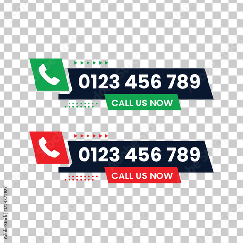 Call us now button set with phone icon for website, social media, and mobile app