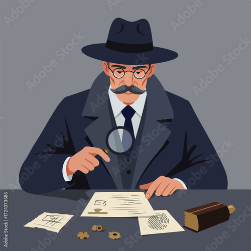 Detective examining clues