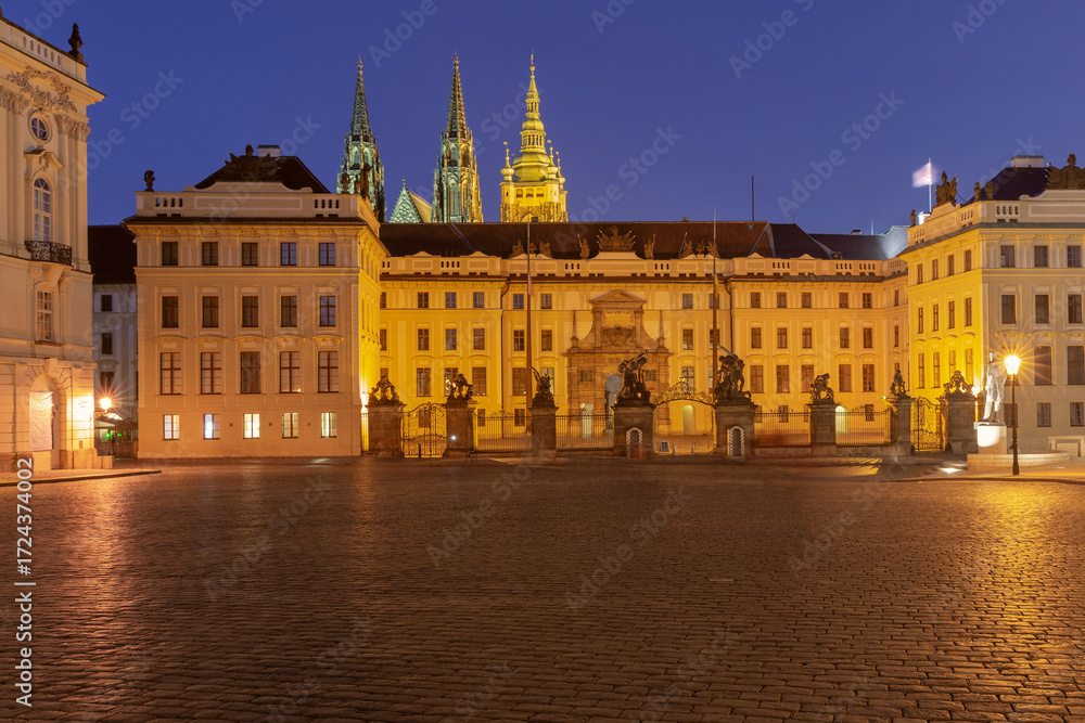 Fototapeta premium Prague royal complex at sunset, Prague, Czech Republic
