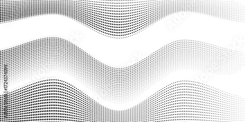 Abstract black dots haltone in white background. Modern dots haltone illustration. Wavy dots effect pop art comic. Vertical dotted. EPS 10.