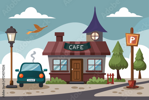 A mysterious haunted library illustration featuring enchanted books flying like bats in the moonlit night. Perfect for Halloween backgrounds, spooky party invitations, eerie posters, gothic fantasy ar