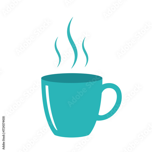 Steaming turquoise cup hot drink