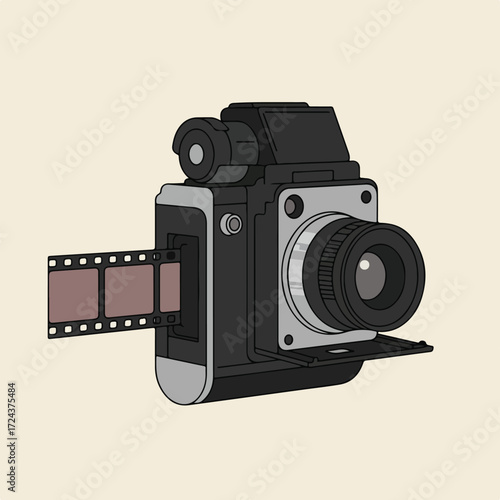 Gray film camera with film strip