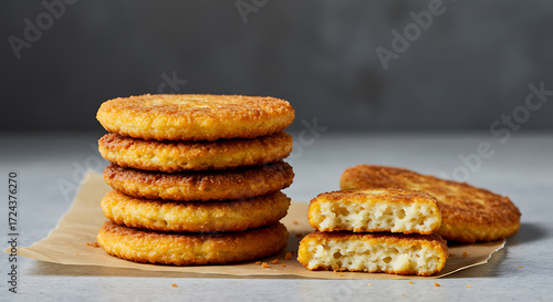 Wallpaper Mural Stack of golden fried crispy pancakes or fritters on parchment paper with a fluffy interior Torontodigital.ca
