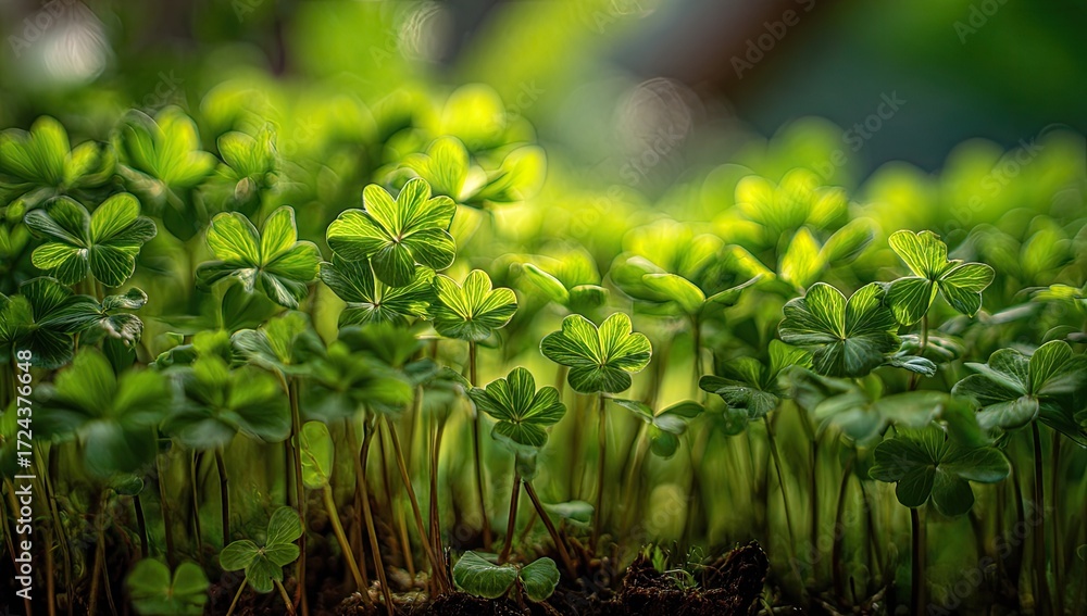Fototapeta premium Close-up of vibrant clover sprouts