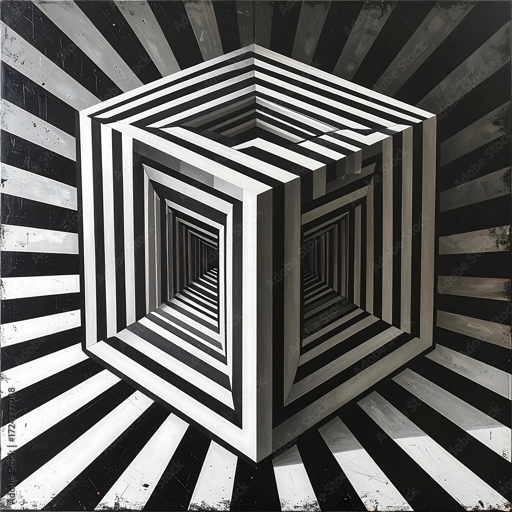 Obraz premium Abstract black and white geometric cube design