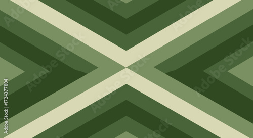 Chevron bands pattern in green and beige color scheme  
