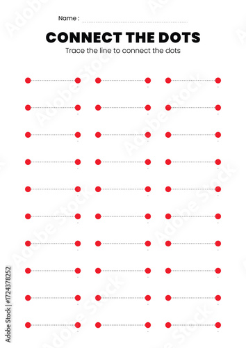 Trace line to connect the dots template for kids education