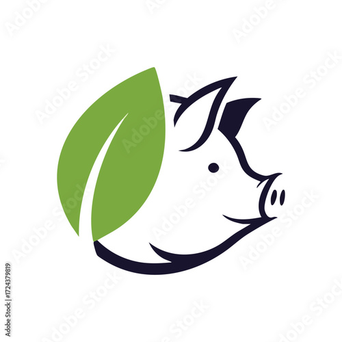 Natural Pig Farming Symbol. Illustrates ethical animal husbandry, healthy food, and sustainable agricultural practices. Represents freshness, eco-friendly processes, and quality meat.