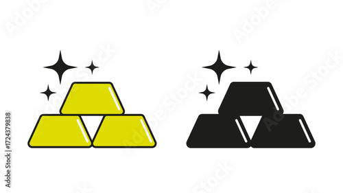 Two golden bar in flat style isolated on a white background