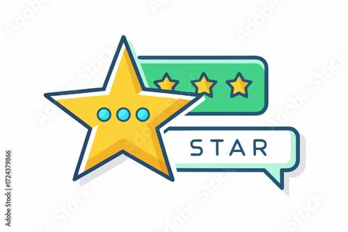 Vector flat illustration showing a man giving a star rating to an AI chatbot on a digital interface. Perfect for concepts related to customer feedback, online reviews, chatbot interaction, user satisf