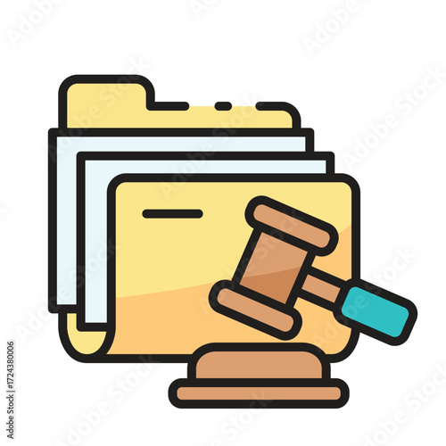 Folder with gavel and papers representing legal documents