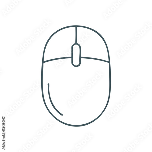 Computer Mouse Icon Outline. Minimalist digital input device symbol representing navigation and control. Essential for modern computing tasks and user interaction.