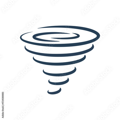 Abstract Tornado Whirlwind Swirl Icon. Stylized depiction of a powerful natural phenomenon. Represents chaos, dynamic energy, or overwhelming force.