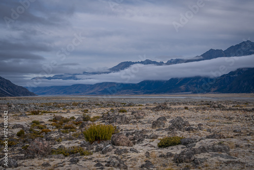 Wallpaper Mural trekking rout where we can see turquoise lake ,snow cap mountain , Glacier ,iceberg ,beautiful Aoraki mt. Cook Hooker Valley track and Tasman lake glacier South Island New Zealand  Torontodigital.ca