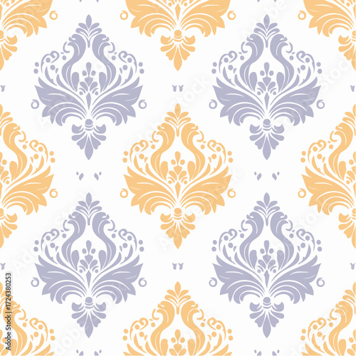 Elegant Damask Pattern in Purple and Gold