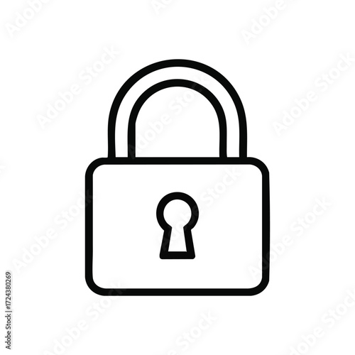 Digital Security Padlock Icon. This clean graphic portrays a robust security symbol, signifying data privacy, restricted access, and strong defense against threats.