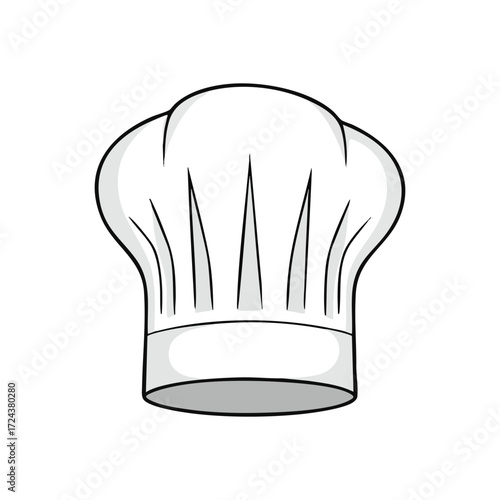 Professional Chef Hat Illustration. This charming cartoon drawing features a traditional white cook's cap, embodying culinary mastery and passion for food. Excellent for design projects.