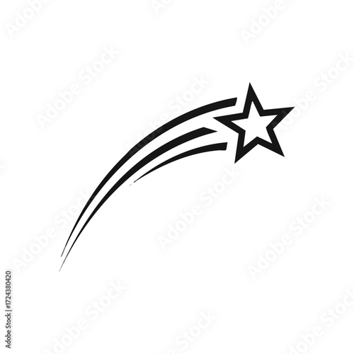 Dynamic Shooting Star Graphic. A striking emblem featuring a celestial body with a swift motion trail, symbolizing aspiration, triumph, and future accomplishment.