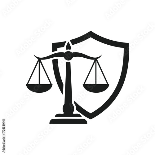 Justice Scales and Protection Shield. This emblem combines legal impartiality with strong defense, symbolizing equitable judgment and secure rights. An ideal visual for legal services.