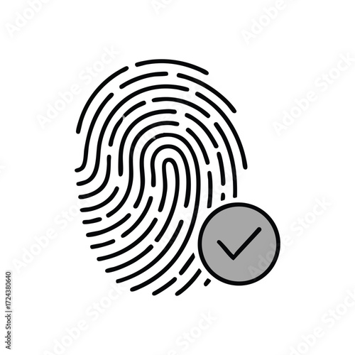 Secure Biometric Identification. A graphic representation of a verified thumbprint. This imagery signifies successful authentication, user trust, modern technology, and permitted entry.