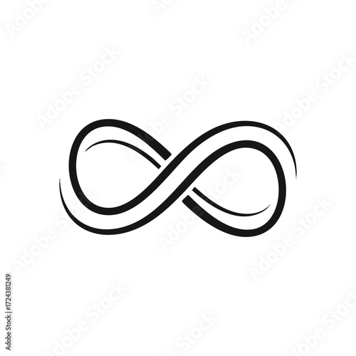 Timeless Infinity Symbol Design. This vector artwork represents eternal possibilities and perpetual cycles. Its elegant black lines against a clean white backdrop convey harmony and balance.