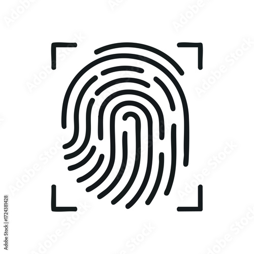 Digital Fingerprint Security Icon. A distinct biometric identifier, symbolizing secure login, personal data protection, and modern authentication methods. Ideal for tech-related designs.