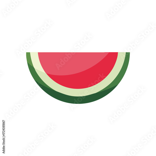 Refreshing Watermelon Slice Icon. Vibrant graphic depicting a juicy melon segment, symbolizing summer, health, and hydration. Ideal for fresh food, diet, and nature designs.