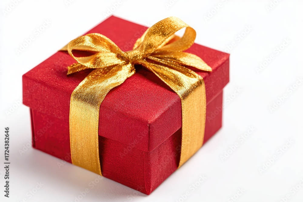 Fototapeta premium Red gift box with gold ribbon (6)