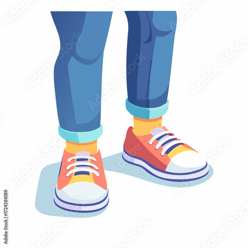 Casual Shoes and Rolled Jeans Legs