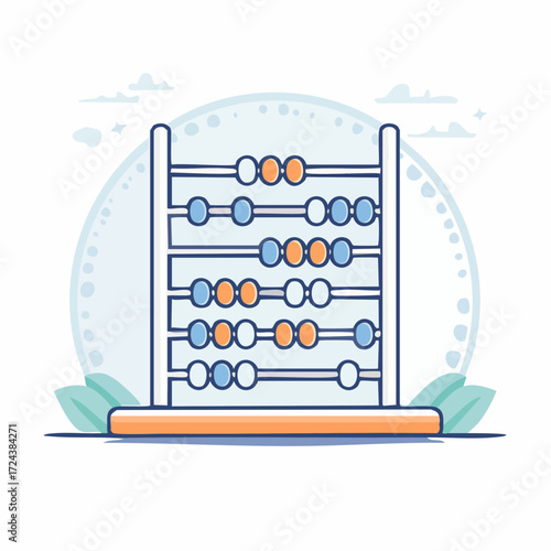 Colorful Abacus Illustration on White Background