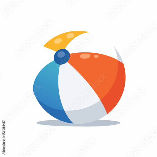 Beach Ball with Blue, White, and Orange Panels